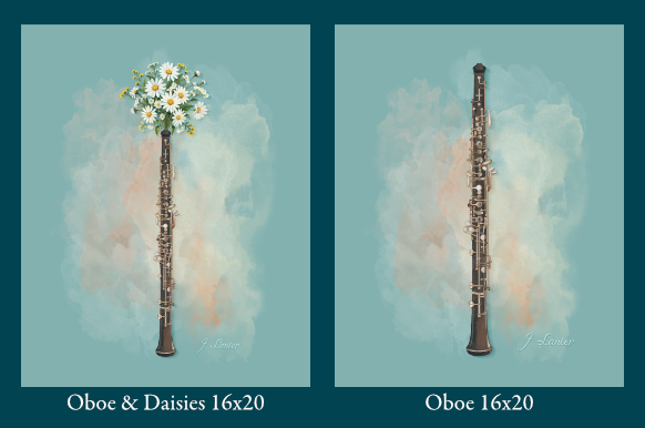 Carousel Oboe and Daisies Illustration